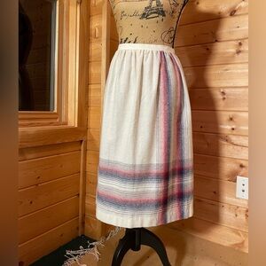 Vintage Cream and Red Striped Skirt